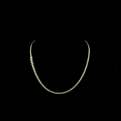 5.53 CT Round Lab Grown Diamond Riviera Necklace in 14K Yellow Gold