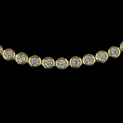 5.53 CT Round Lab Grown Diamond Riviera Necklace in 14K Yellow Gold – close-up