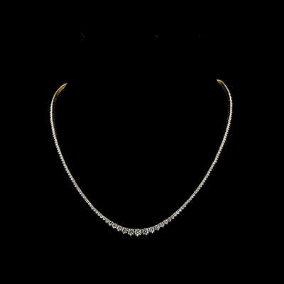 5.23 CT Round Lab Grown Diamond Riviera Necklace in 14K Yellow Gold