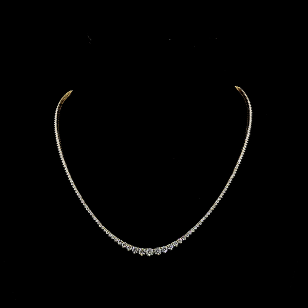 5.23 CT Round Lab Grown Diamond Riviera Necklace in 14K Yellow Gold