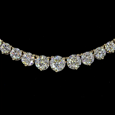 5.23 CT Round Lab Grown Diamond Riviera Necklace in 14K Yellow Gold – close-up