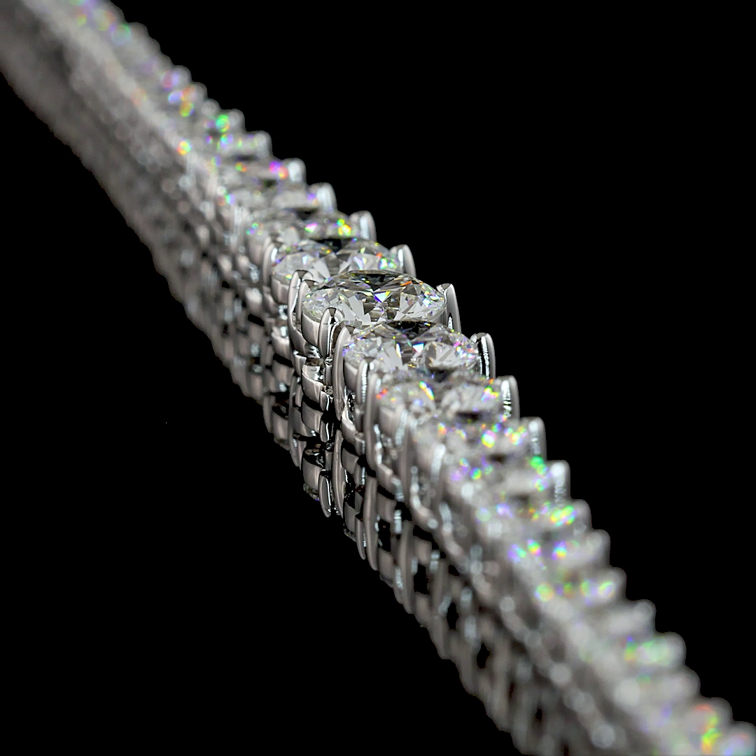 5.07 CT Round Lab Grown Diamond Riviera Necklace in 14K White Gold – side view