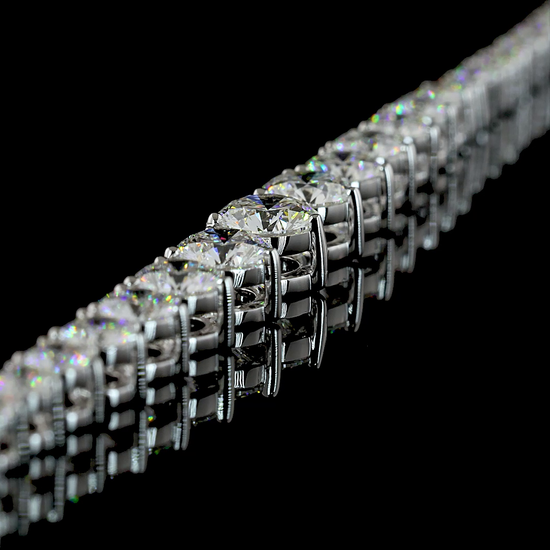 5.07 CT Round Lab Grown Diamond Riviera Necklace in 14K White Gold – detail