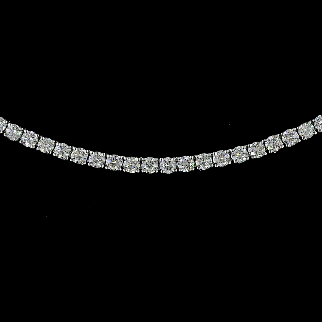 4.82 CT Round Lab Grown Diamond Tennis Necklace in 14K White Gold – close-up