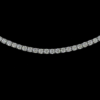 4.82 CT Round Lab Grown Diamond Tennis Necklace in 14K White Gold – close-up
