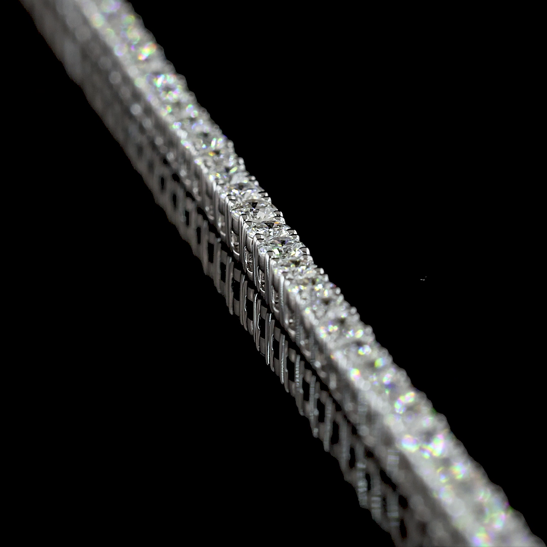 4.82 CT Round Lab Grown Diamond Tennis Necklace in 14K White Gold – side view