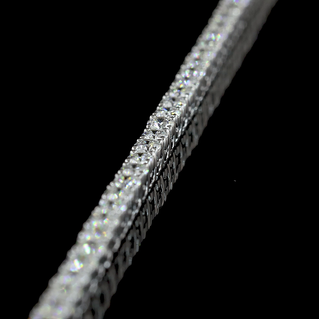 4.82 CT Round Lab Grown Diamond Tennis Necklace in 14K White Gold – detail