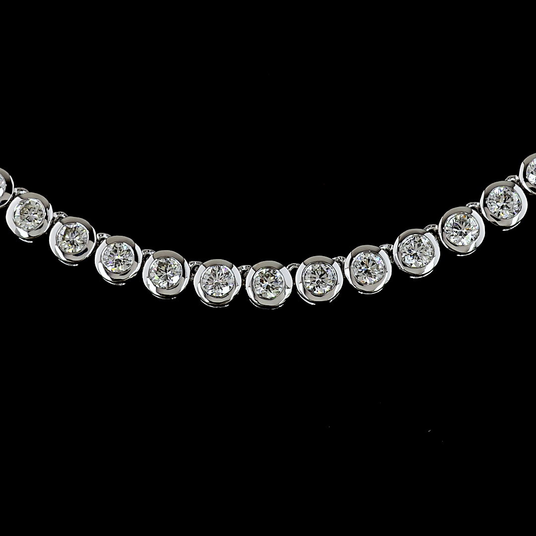 6.67 CT Round Lab Grown Diamond Tennis Necklace in 14K White Gold – close-up