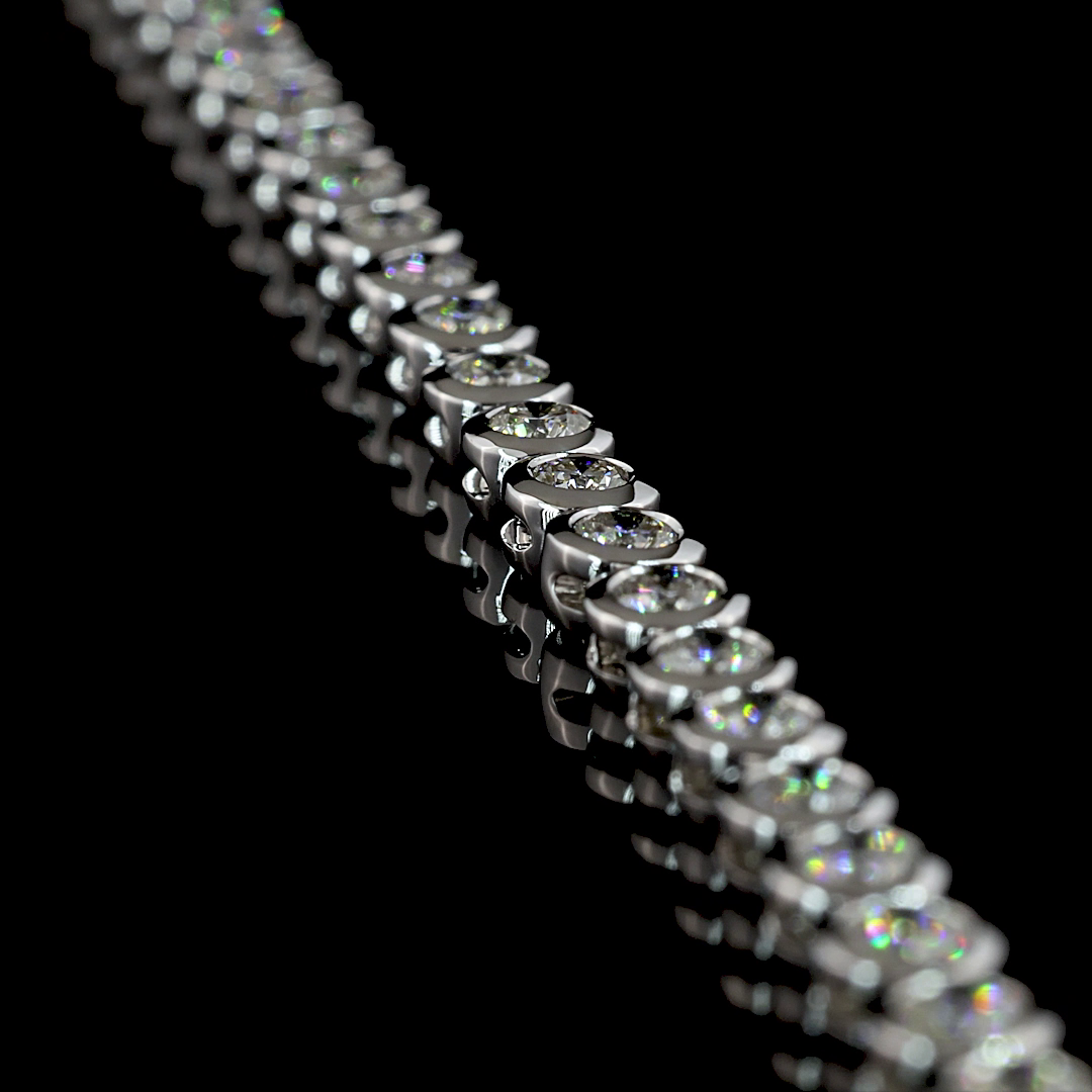 6.67 CT Round Lab Grown Diamond Tennis Necklace in 14K White Gold – side view
