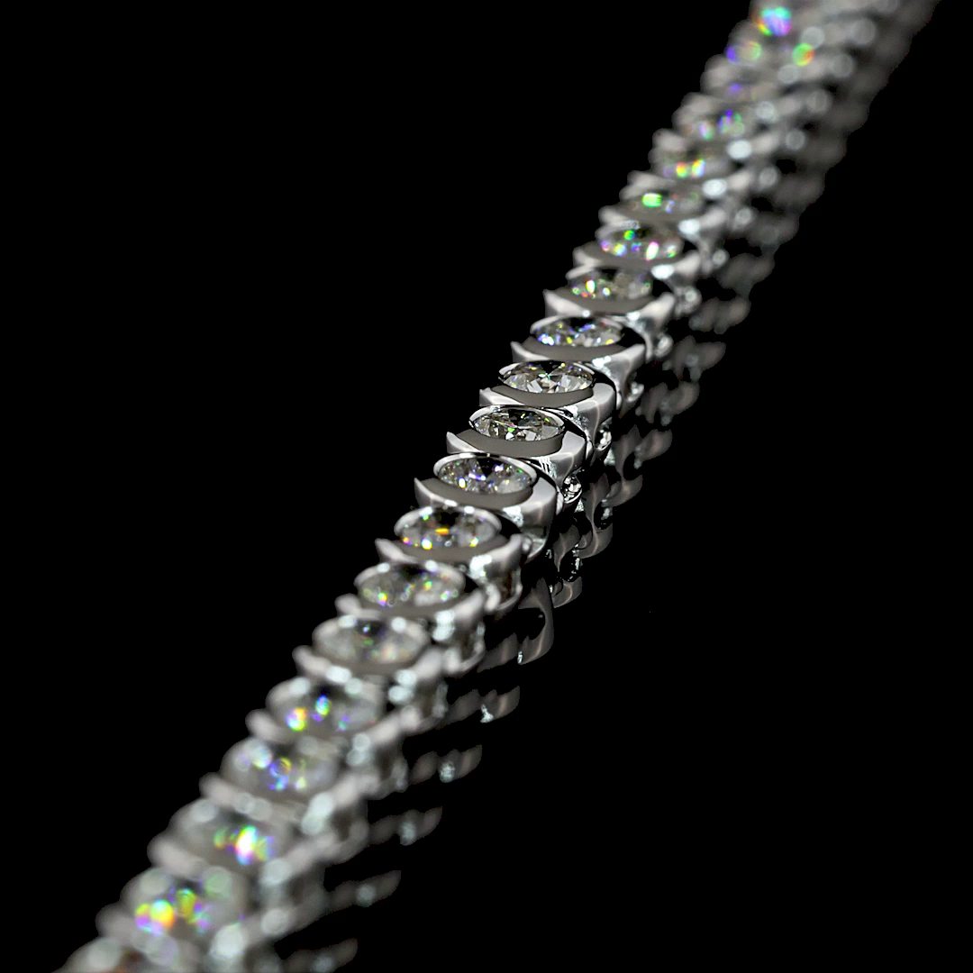 6.67 CT Round Lab Grown Diamond Tennis Necklace in 14K White Gold – detail