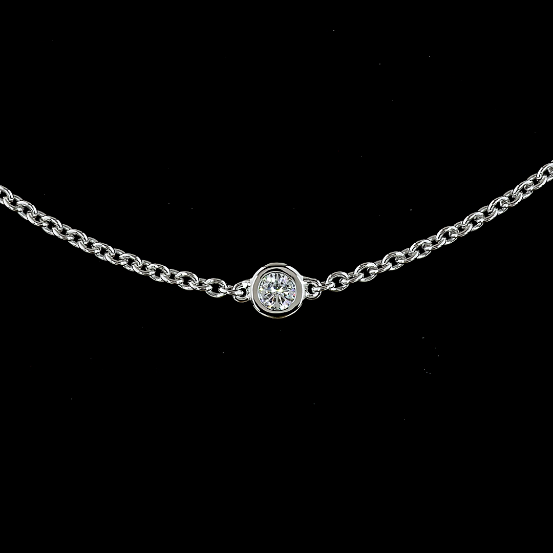 1.02 CT Round Lab Grown Diamond Station Necklace in 14K White Gold – close-up