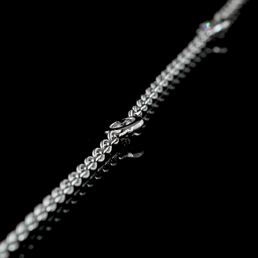 1.02 CT Round Lab Grown Diamond Station Necklace in 14K White Gold – detail