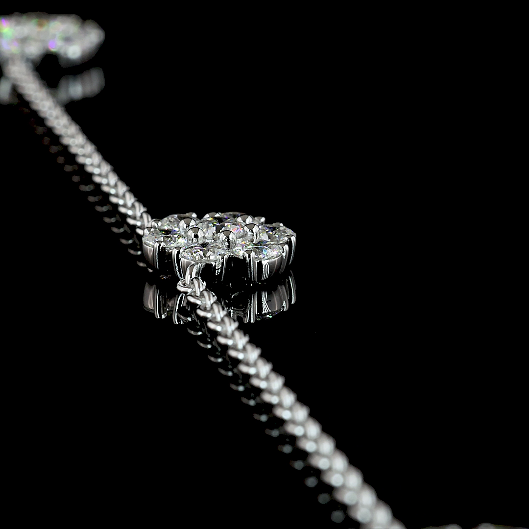 2.96 CT Round Lab Grown Diamond Station Necklace in 14K White Gold – side view