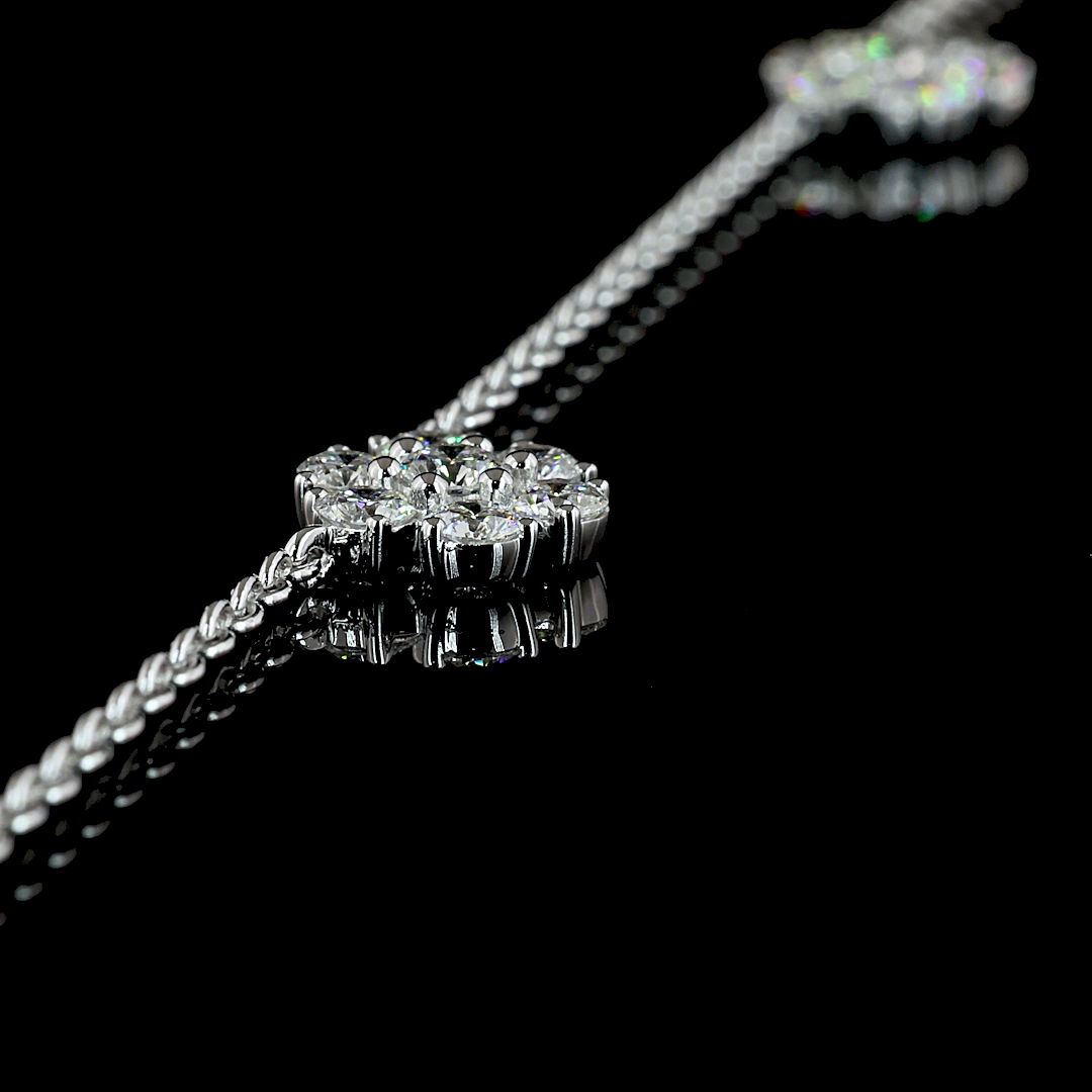 2.96 CT Round Lab Grown Diamond Station Necklace in 14K White Gold – detail