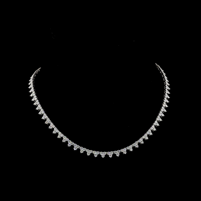 6.59 CT Round Lab Grown Diamond Tennis Necklace in 14K White Gold