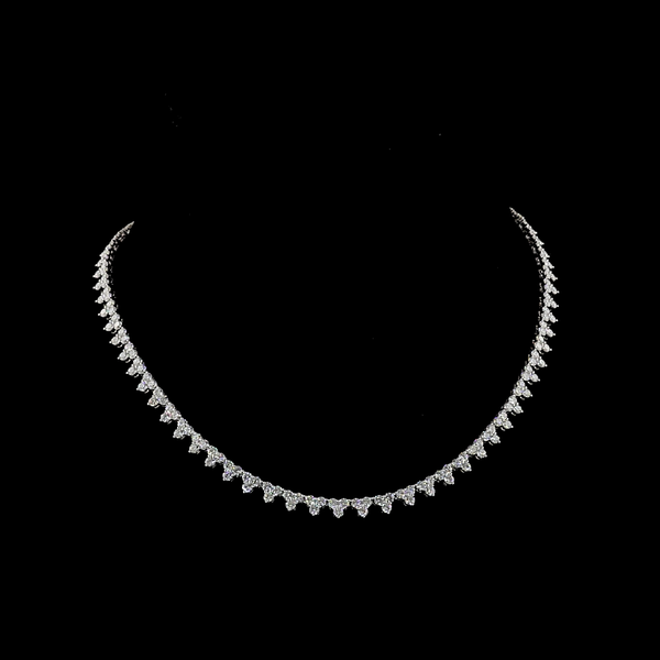 6.59 CT Round Lab Grown Diamond Tennis Necklace in 14K White Gold