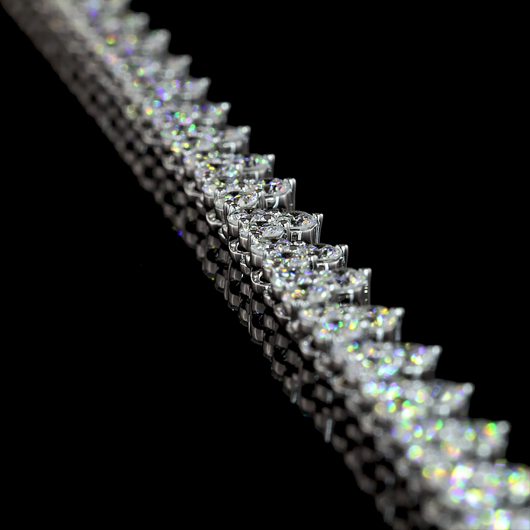 6.59 CT Round Lab Grown Diamond Tennis Necklace in 14K White Gold – side view