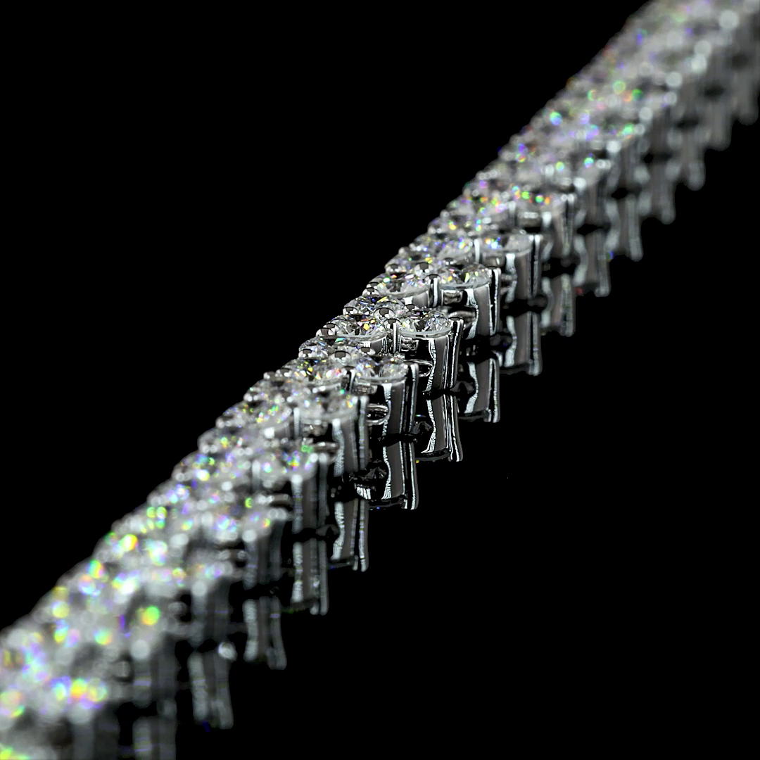 6.59 CT Round Lab Grown Diamond Tennis Necklace in 14K White Gold – detail