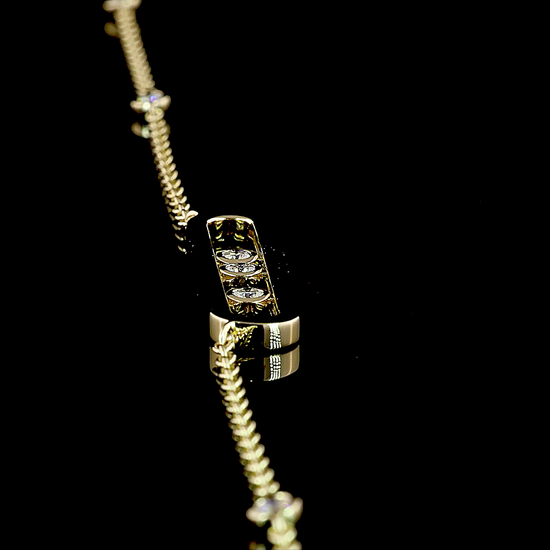 0.42 CT Round Lab Grown Diamond Statement Necklace in 14K Yellow Gold – side view