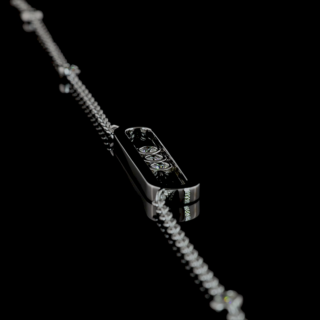 0.42 CT Round Lab Grown Diamond Statement Necklace in 14K White Gold – side view