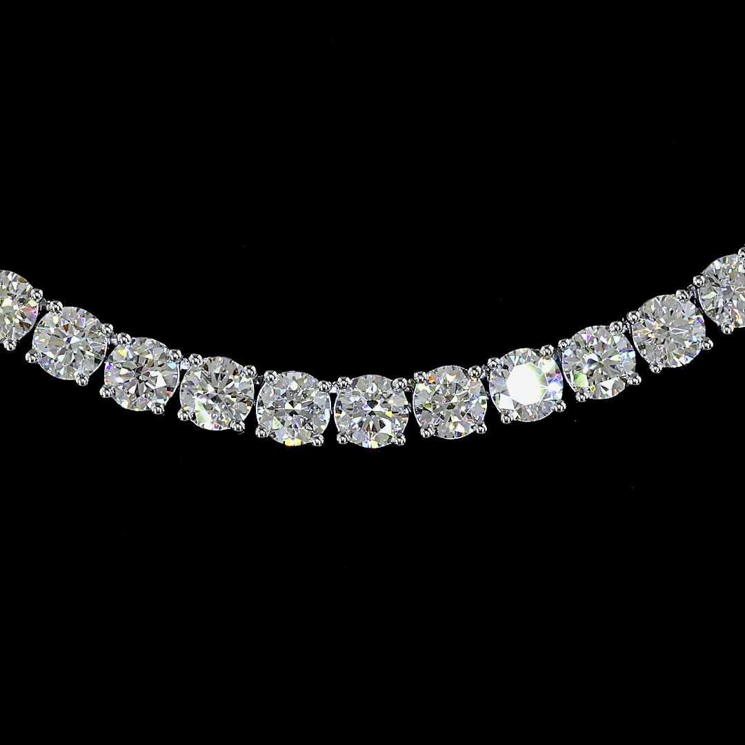17.12 CT Round Lab Grown Diamond Tennis Necklace in 14K White Gold – close-up