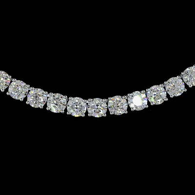 17.12 CT Round Lab Grown Diamond Tennis Necklace in 14K White Gold – close-up