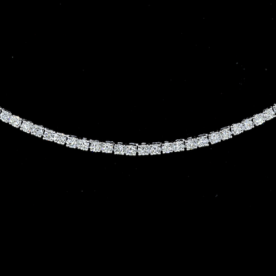 3.54 CT Round Lab Grown Diamond Tennis Necklace in 14K White Gold – close-up