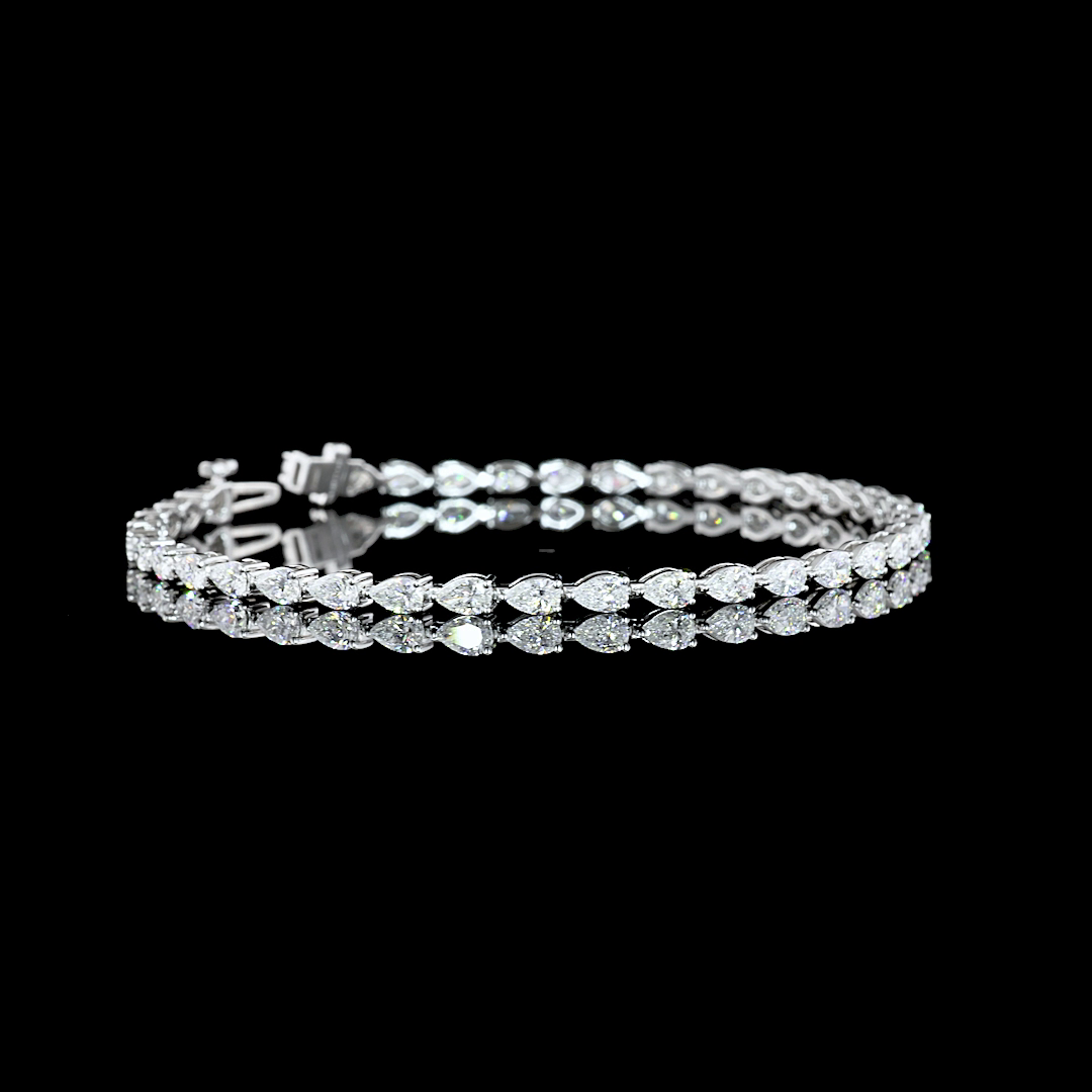 4.16 CT Pear Lab Grown Diamond Tennis Bracelet in 14K White Gold