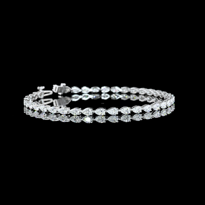 4.16 CT Pear Lab Grown Diamond Tennis Bracelet in 14K White Gold