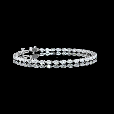4.16 CT Pear Lab Grown Diamond Tennis Bracelet in 14K White Gold