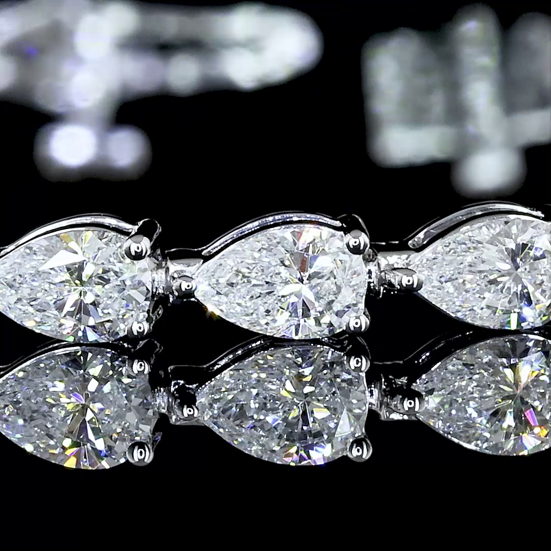 4.16 CT Pear Lab Grown Diamond Tennis Bracelet in 14K White Gold – close-up