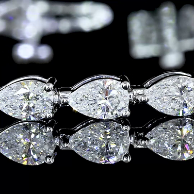 4.16 CT Pear Lab Grown Diamond Tennis Bracelet in 14K White Gold – close-up