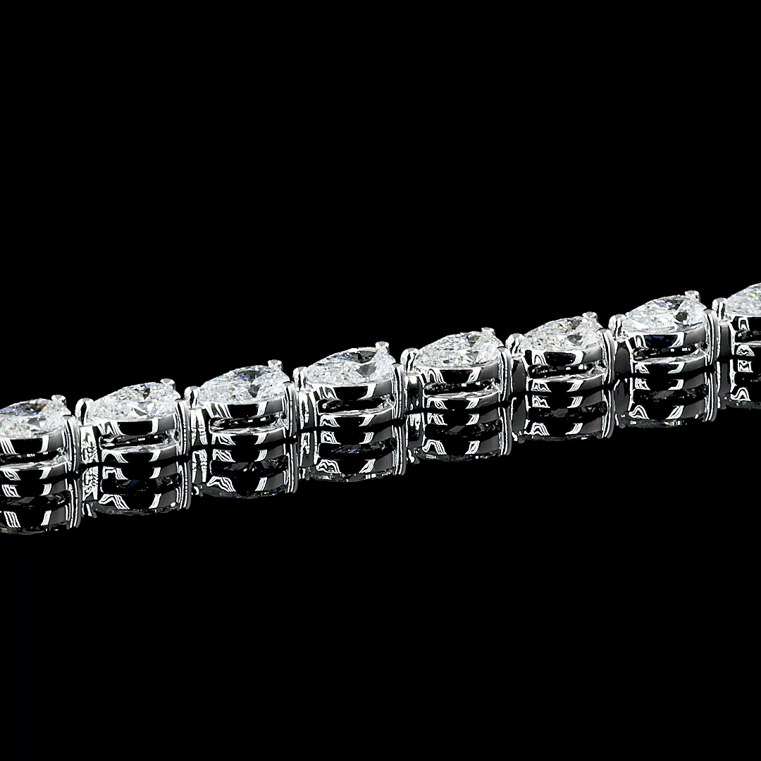 4.16 CT Pear Lab Grown Diamond Tennis Bracelet in 14K White Gold – worn on wrist
