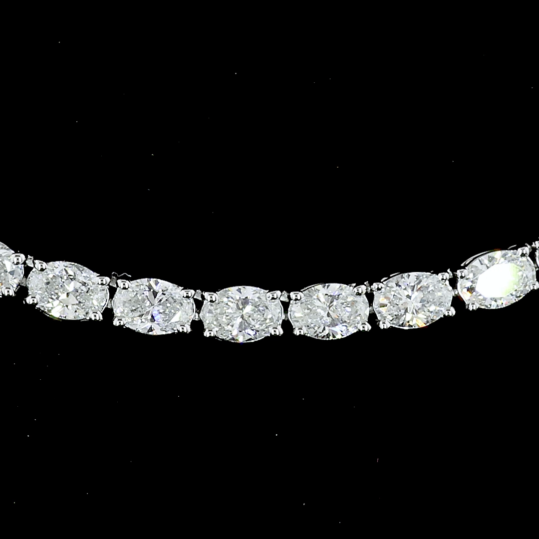 29.55 CT Oval Lab Grown Diamond Lariat Necklace in 14K White Gold – side view
