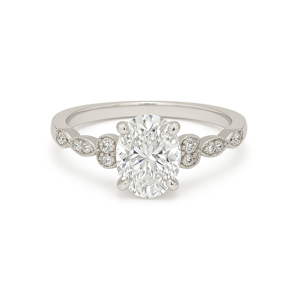 Lap Grown Oval Shaped Diamond Engagement Ring