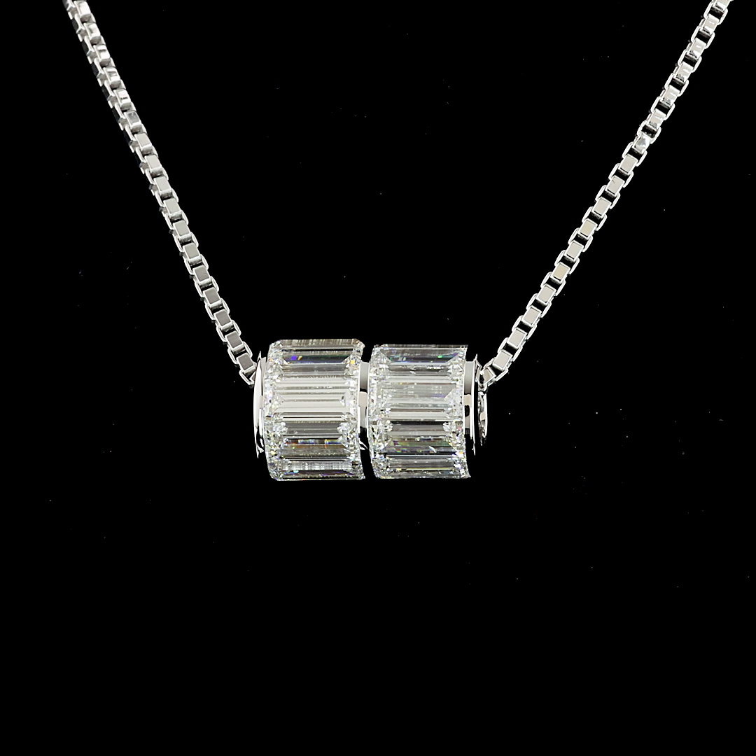 4.11 CT Baguette Lab Grown Diamond Pendant in 14K White Gold – close-up
