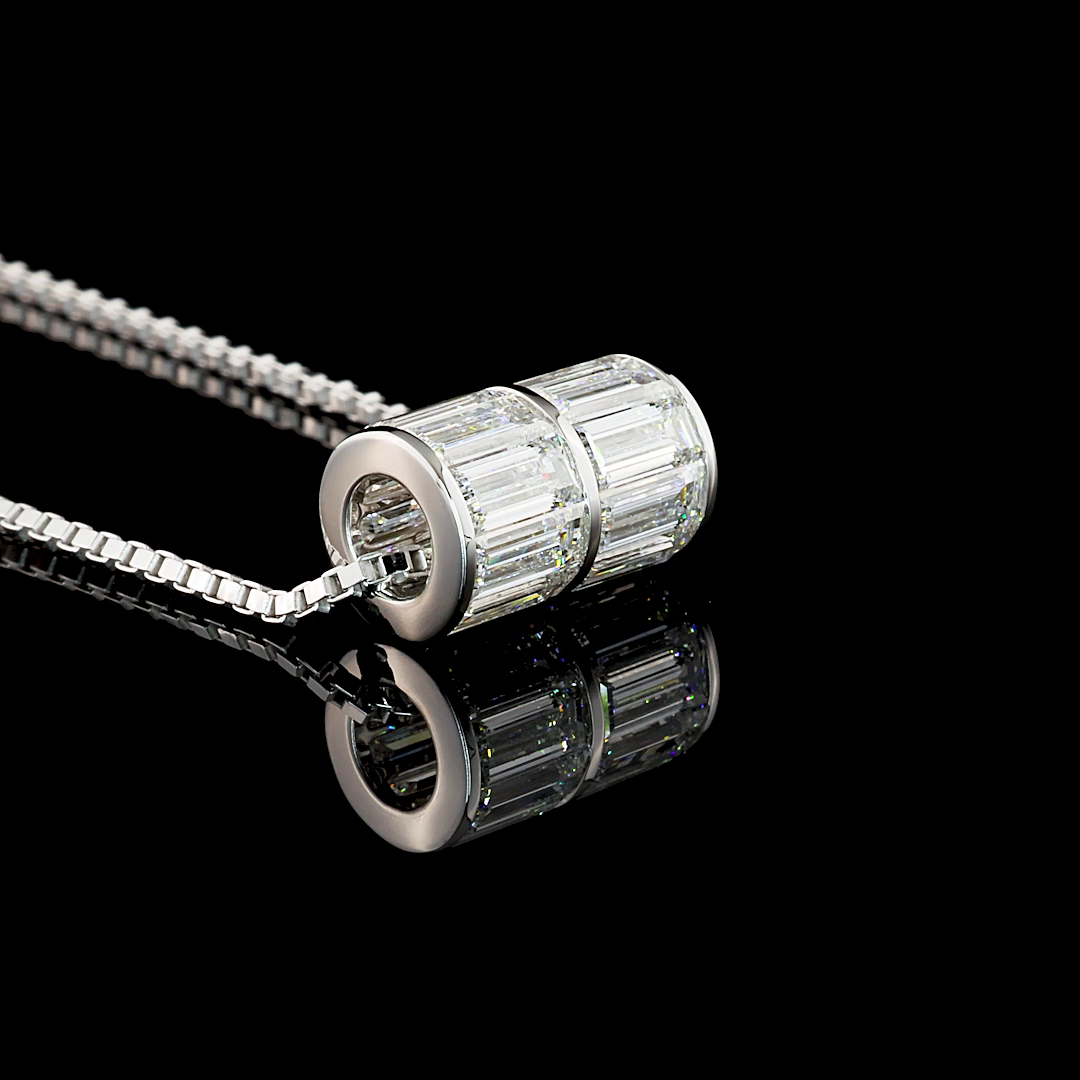 4.11 CT Baguette Lab Grown Diamond Pendant in 14K White Gold – side view