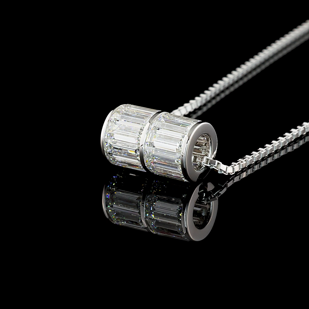 4.11 CT Baguette Lab Grown Diamond Pendant in 14K White Gold – detail