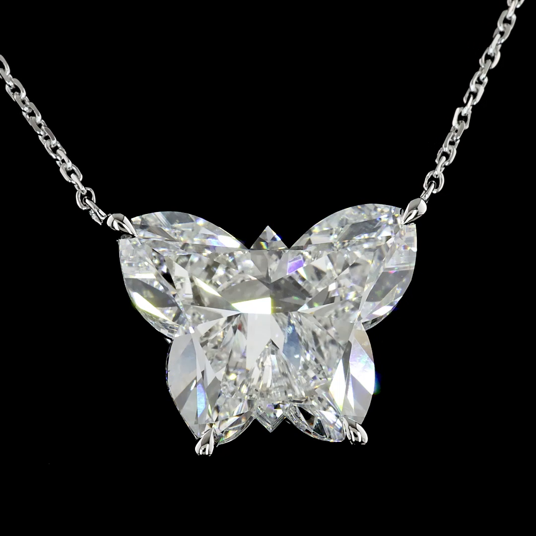 8.86 CT Butterfly Lab Grown Diamond Butterfly Pendant in 14K White Gold – side view