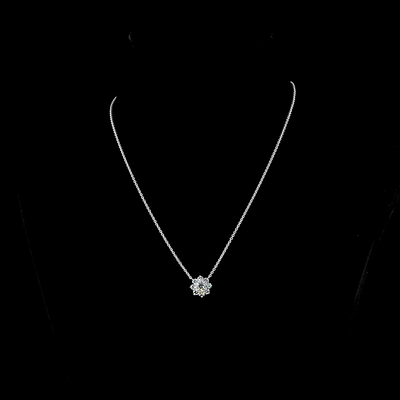 1.16 CT Round Lab Grown Diamond Pendant in 14K White Gold