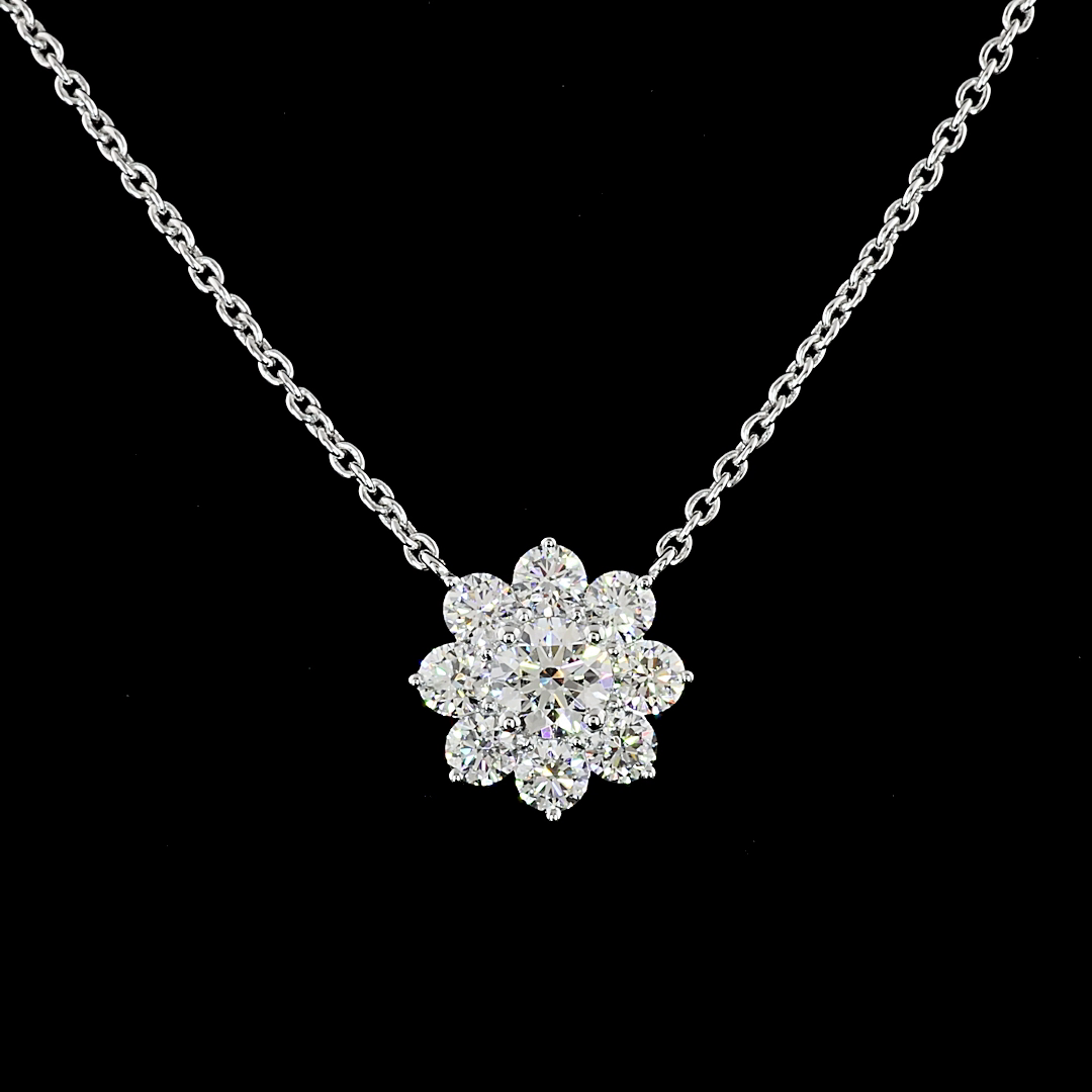 1.16 CT Round Lab Grown Diamond Pendant in 14K White Gold – close-up