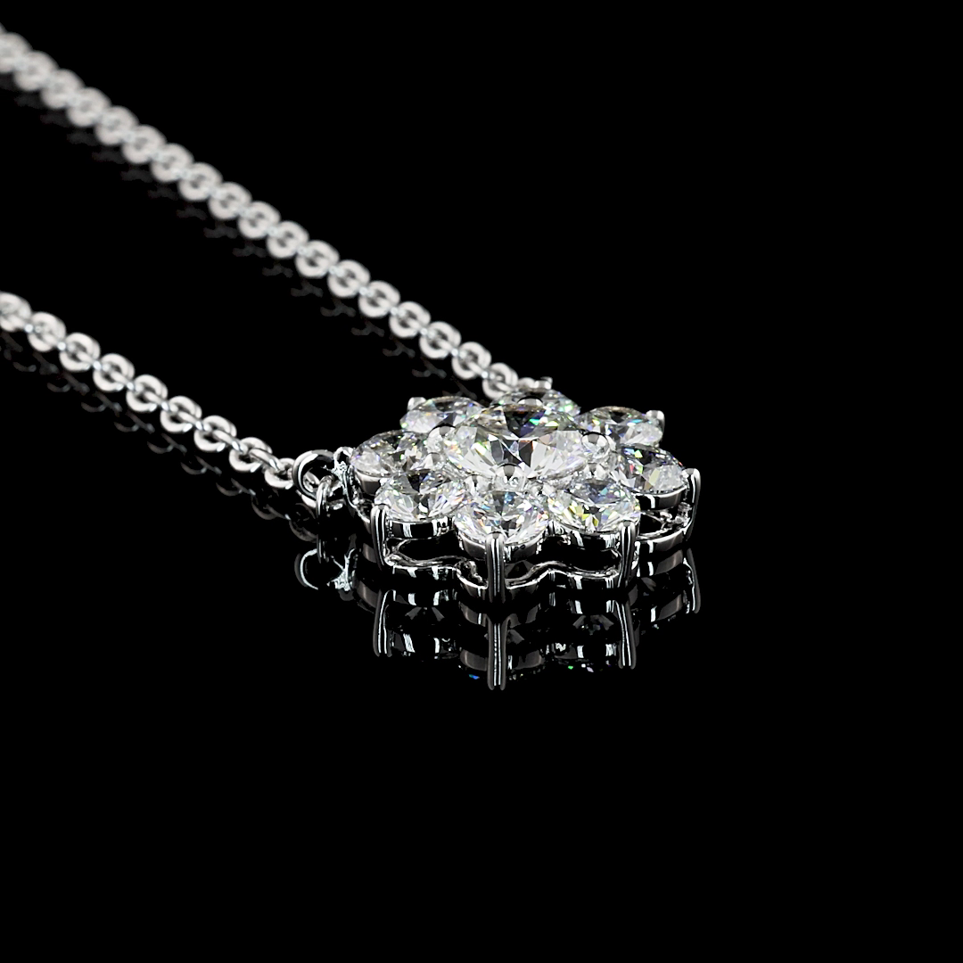 1.16 CT Round Lab Grown Diamond Pendant in 14K White Gold – side view