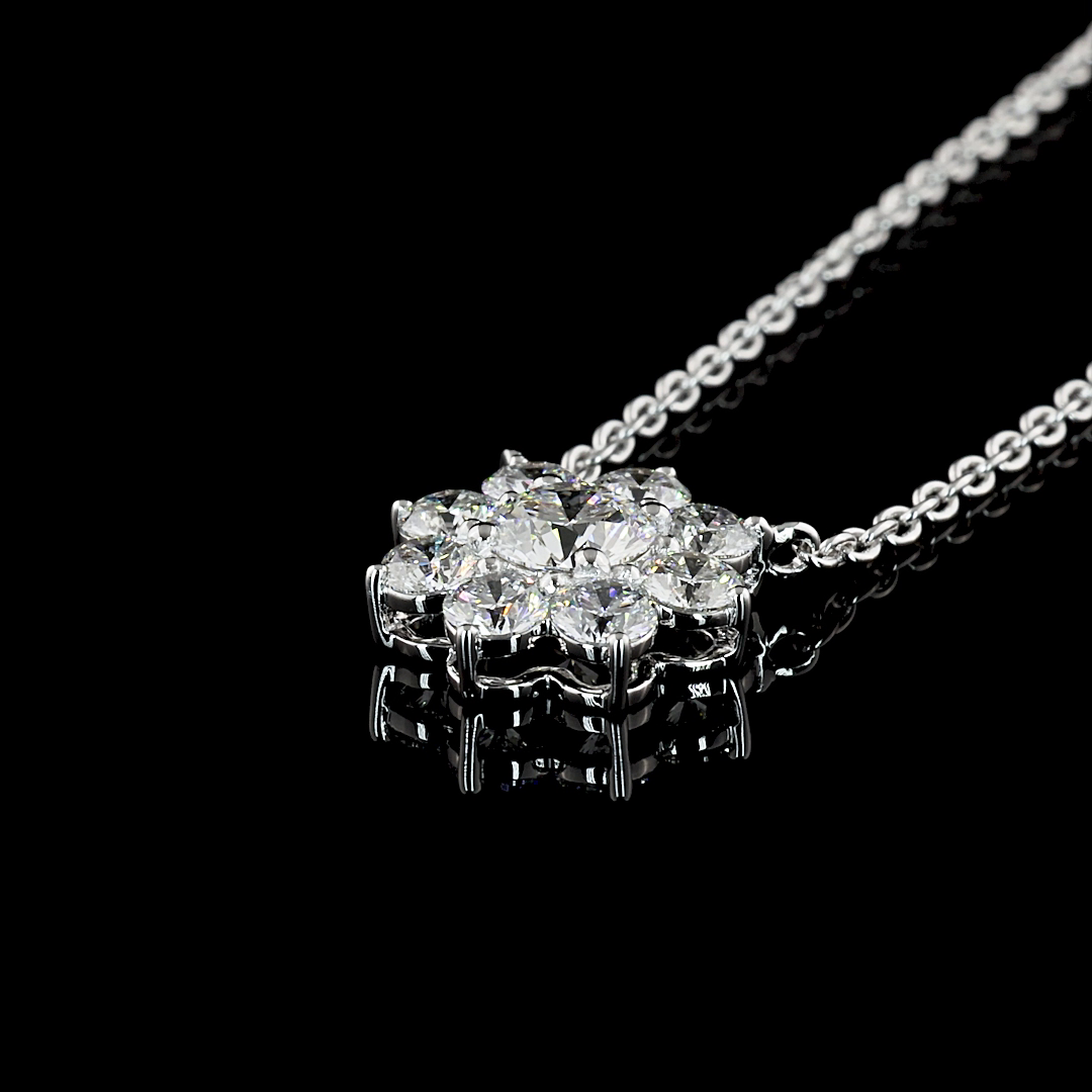 1.16 CT Round Lab Grown Diamond Pendant in 14K White Gold – detail