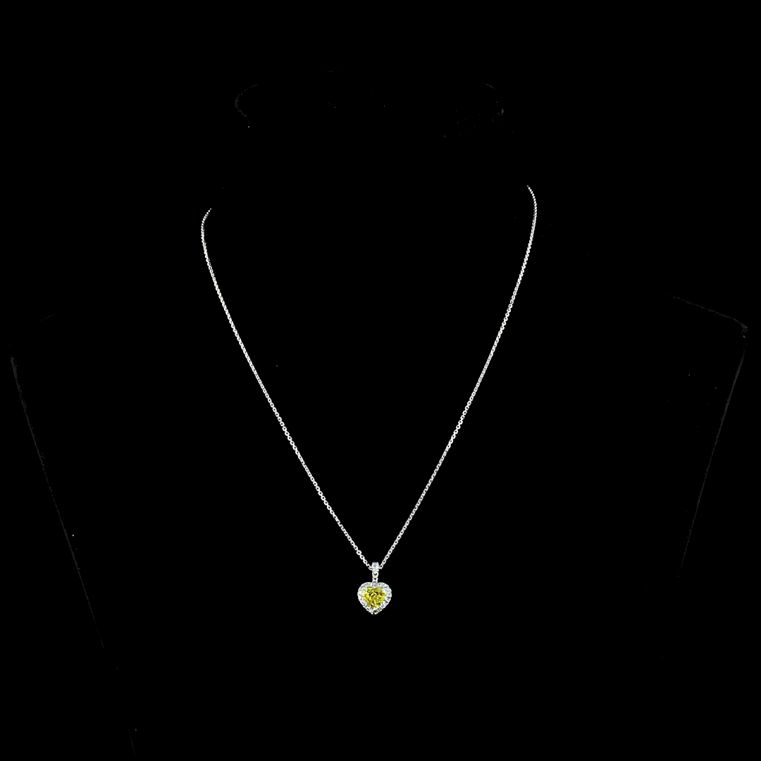 1.27 CT Heart Lab Grown Diamond Halo Pendant in 14K White Gold