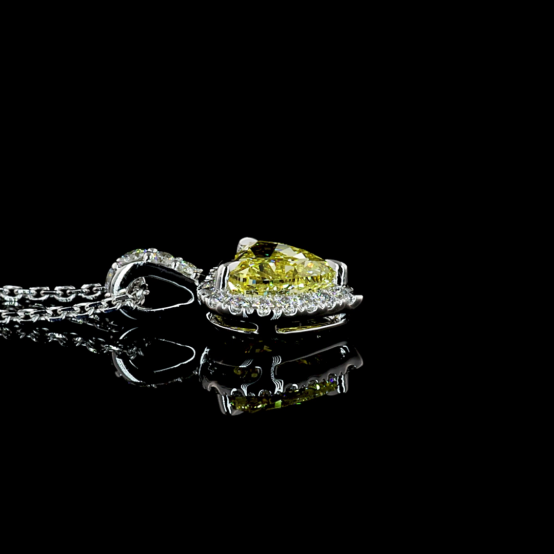 1.27 CT Heart Lab Grown Diamond Halo Pendant in 14K White Gold – side view