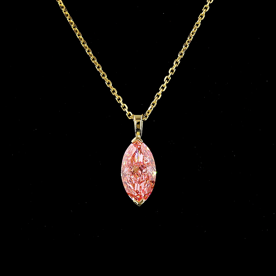 1.53 CT Marquise Lab Grown Diamond Solitaire Pendant in 14K Yellow Gold – close-up