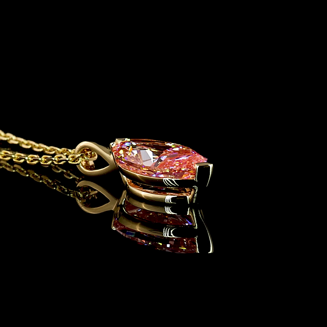 1.53 CT Marquise Lab Grown Diamond Solitaire Pendant in 14K Yellow Gold – side view