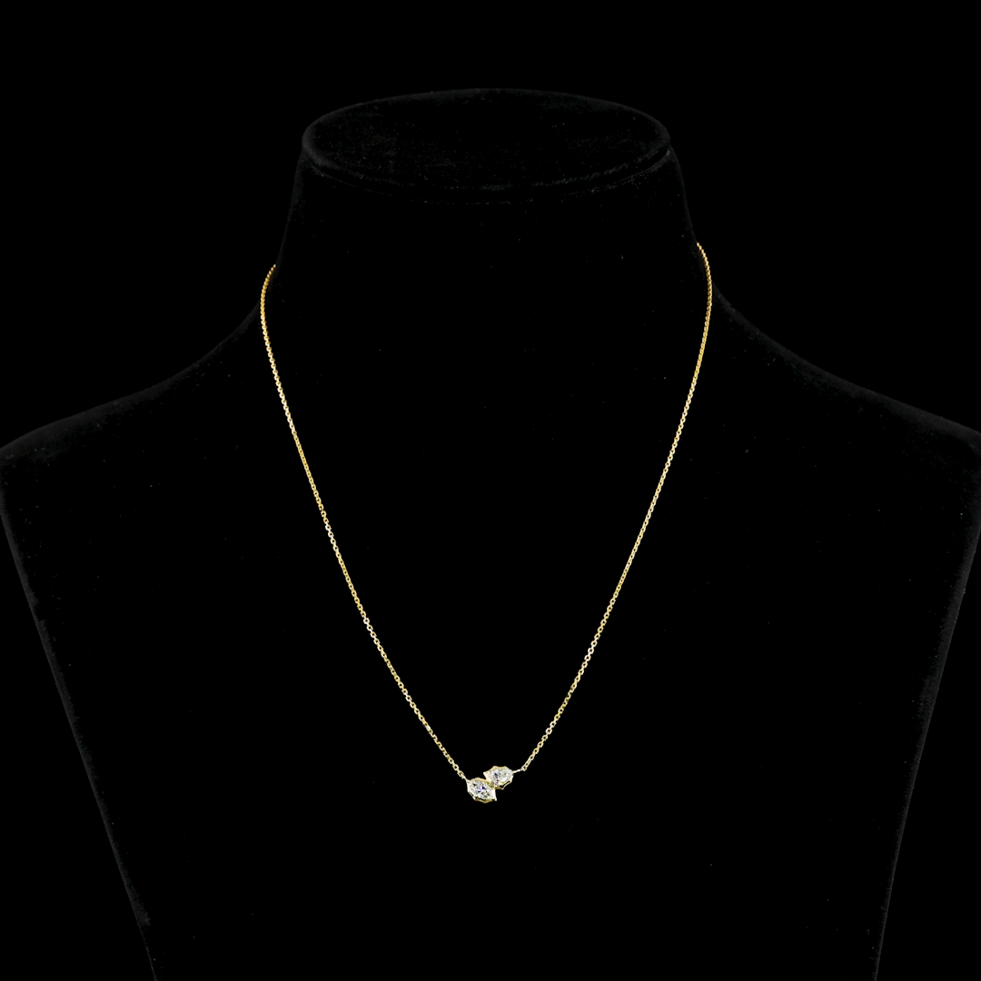 0.4 CT Marquise Lab Grown Diamond Toi et Moi Pendant in 14K Yellow Gold
