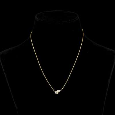 0.4 CT Marquise Lab Grown Diamond Toi et Moi Pendant in 14K Yellow Gold