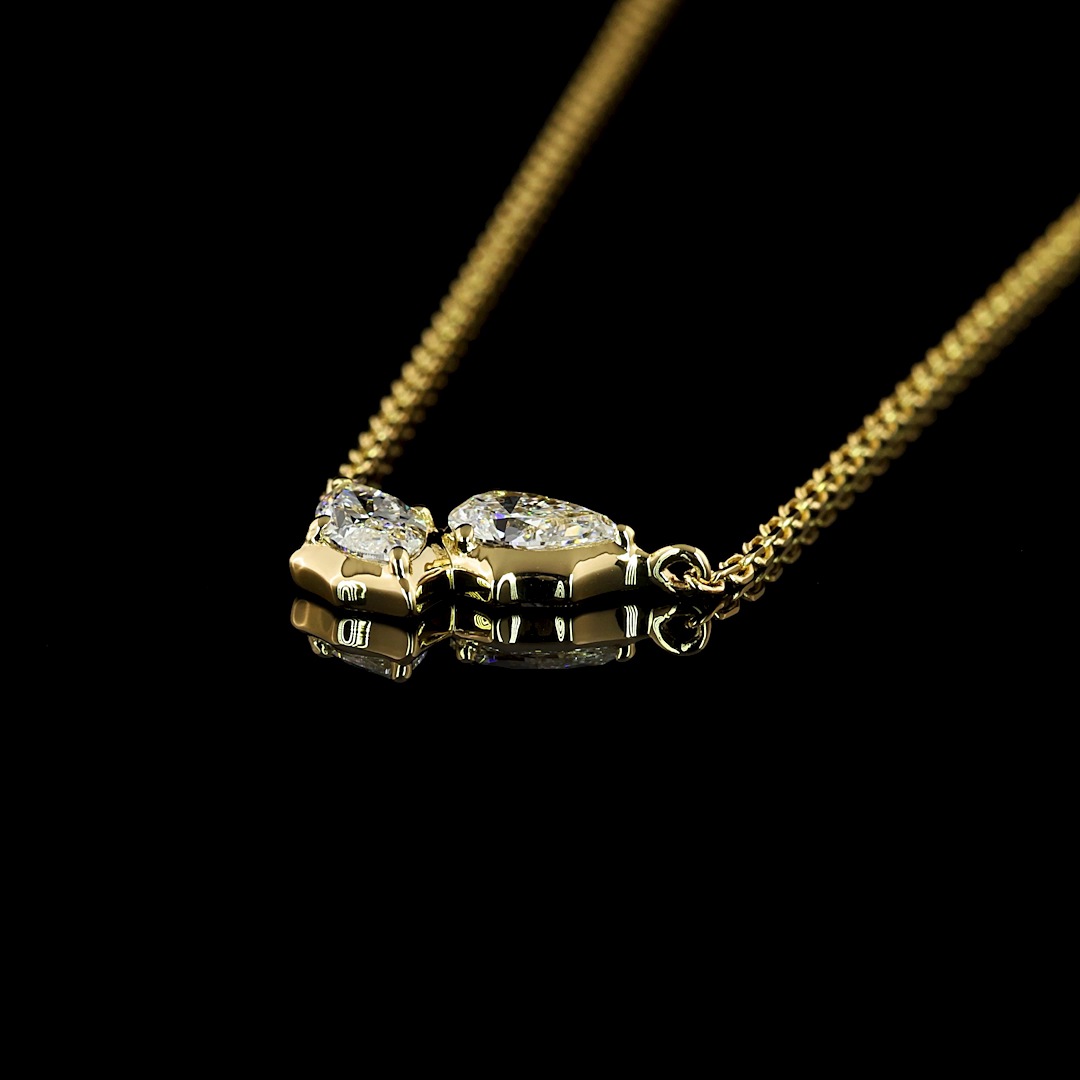 0.4 CT Marquise Lab Grown Diamond Toi et Moi Pendant in 14K Yellow Gold – detail